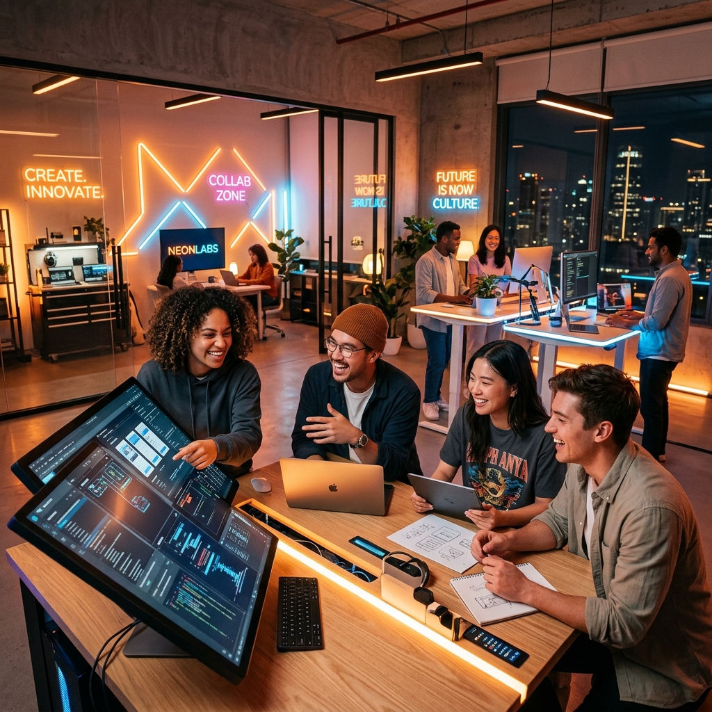 Team members collaborating during a product design workshop